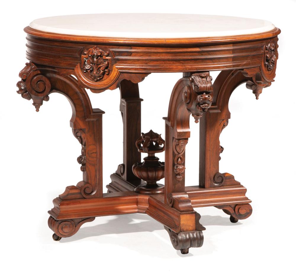 Appraisal: American Renaissance Rosewood Center Table mid-to-late th c inset circular