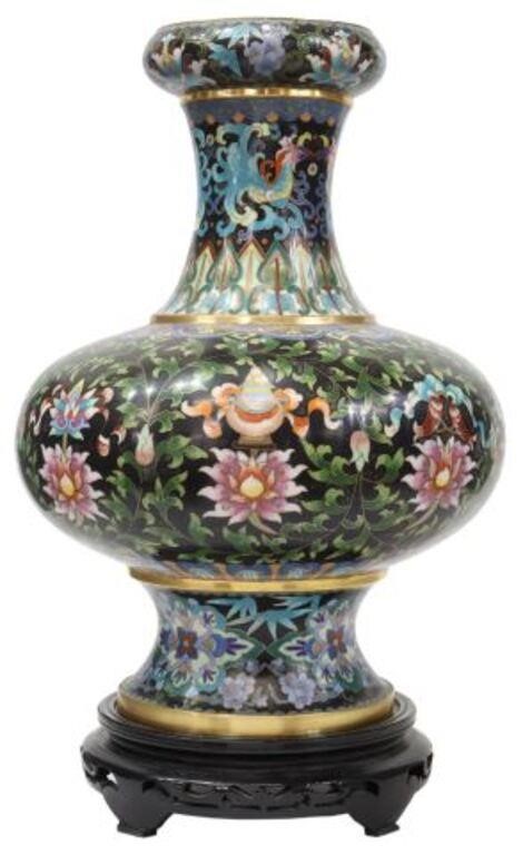 Appraisal: Large Chinese cloisonne enamel garlic-mouth vase decorated with the eight