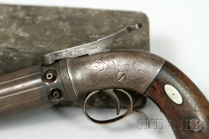 Appraisal: Steel Engraved Pepperbox Percussion Pistol Stocking Co Worcester Massachusetts c