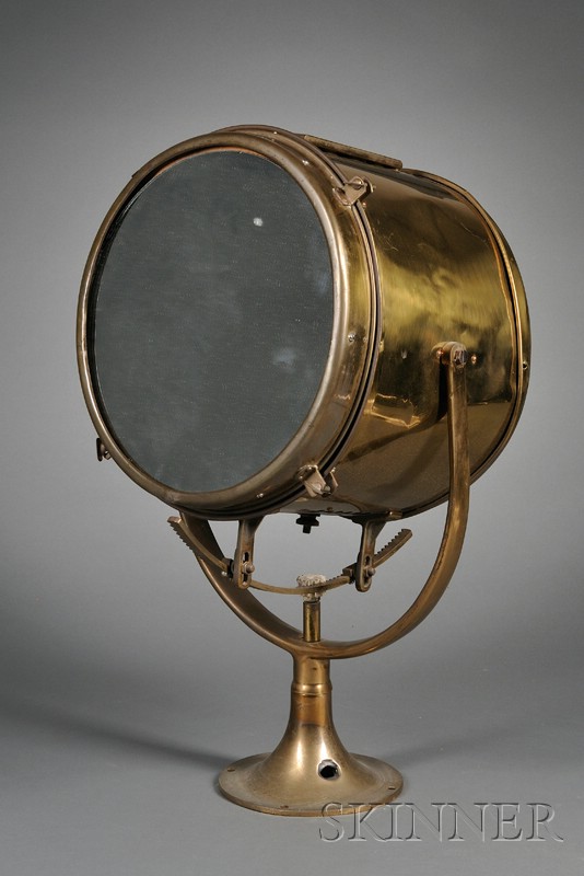 Appraisal: Brass Ship's Search Light with in dia bezel gimballed stand