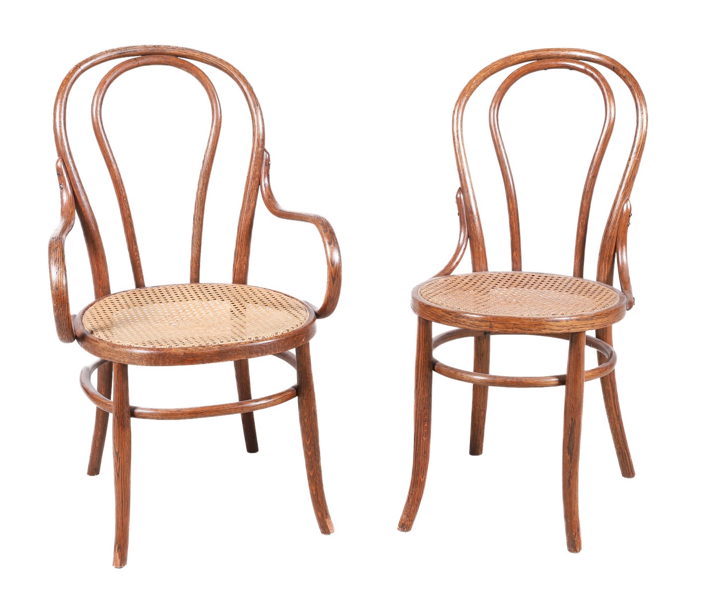 Appraisal: Thonet style oak bentwood chairs c o side chair and