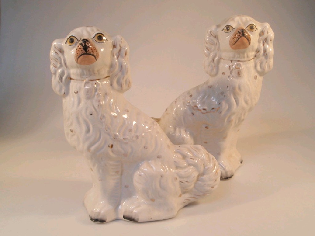 Appraisal: A pair of thC Staffordshire seated dogs with painted eyes