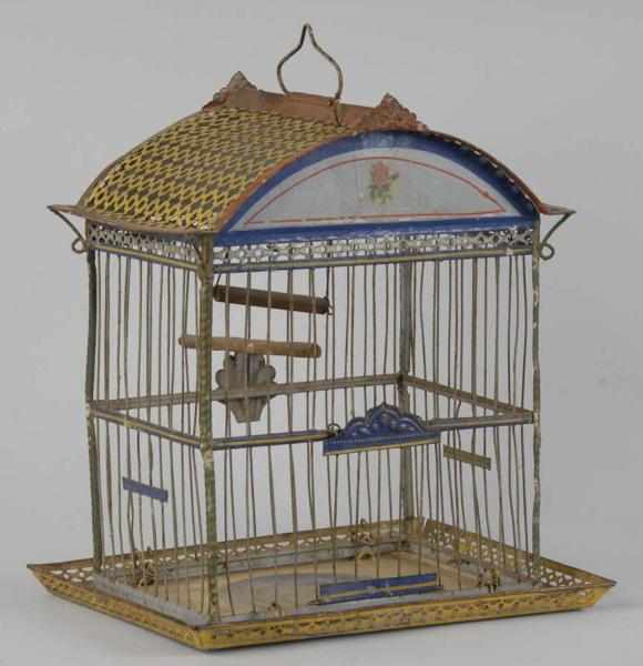 Appraisal: Victorian Metal Hand-Painted Bird Cage Description Original paint Condition Excellent