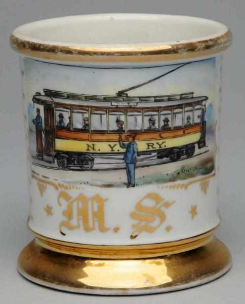 Appraisal: New York Trolley Car Shaving Mug Gilt name M S