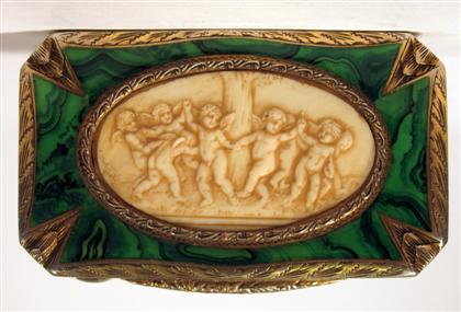 Appraisal: Continental silver malachite and ivory mounted compact late th early