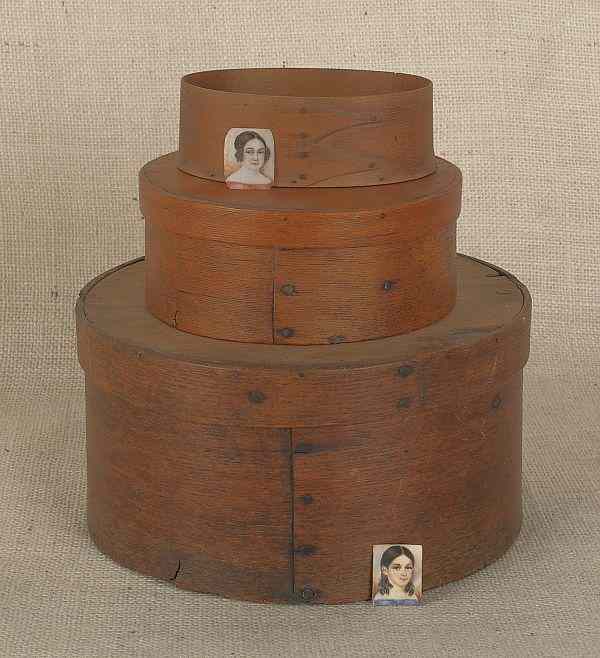 Appraisal: Three bentwood pantry boxes th c largest - x together