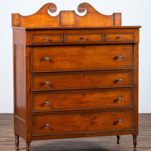 Appraisal: A Late Federal Figured Maple and Cherrywood Chest of Drawers