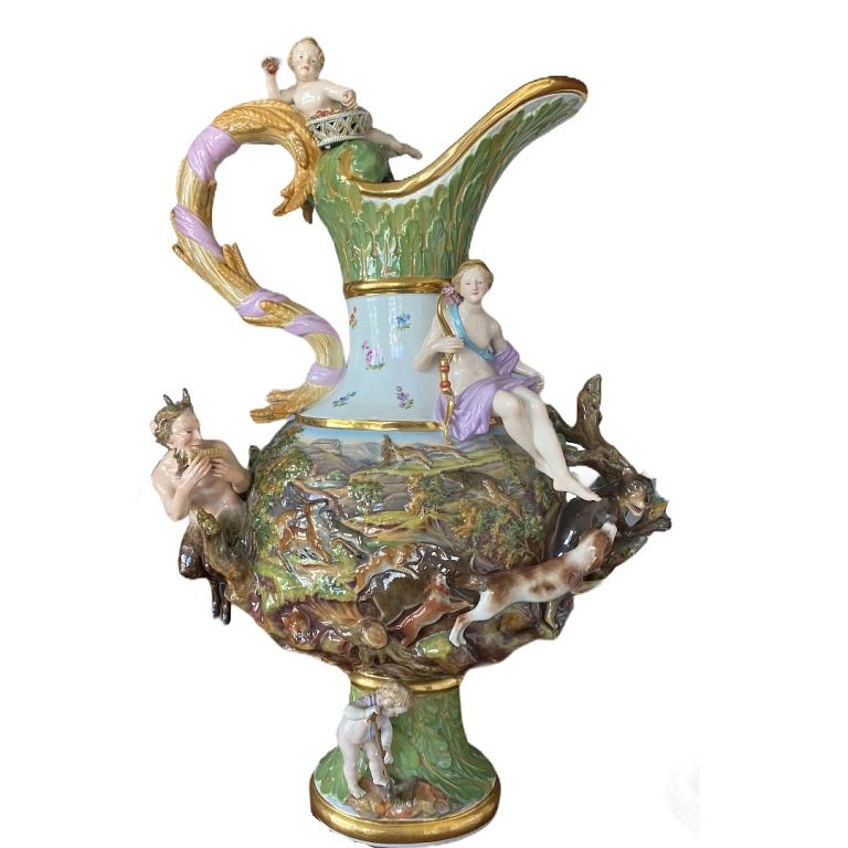 Appraisal: A MEISSEN PORCELAIN FIGURAL EWER EMBLEMATIC OF EAR A MEISSEN