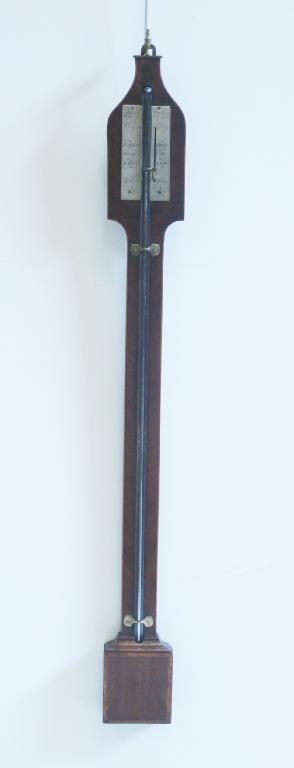 Appraisal: A Georgian Stick Barometer with silvered dial inscribed Molliner Fecit