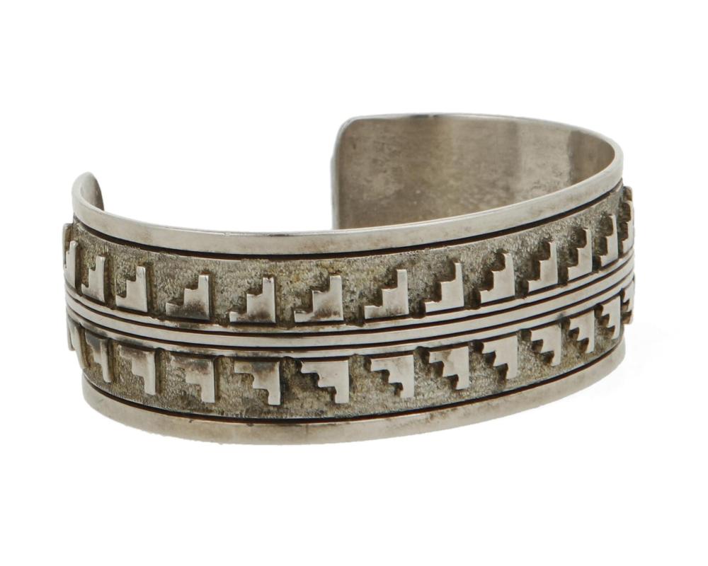 Appraisal: Kee Yazzie b Din A Navajo silver cuff bracelet Etched