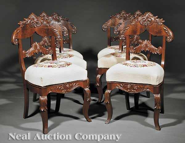 Appraisal: A Suite of Six American Late Classical Carved Mahogany Dining