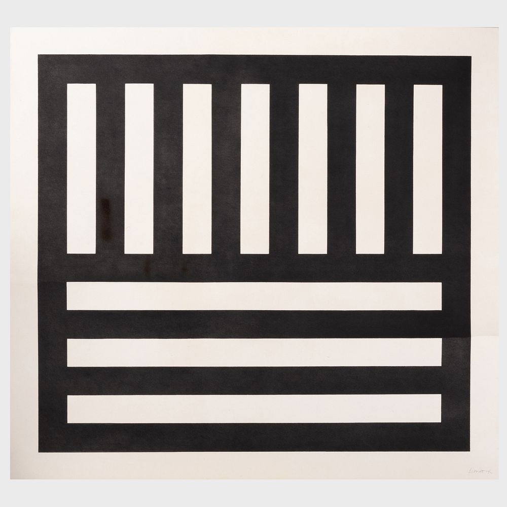 Appraisal: Sol Lewitt - Black Bands in Two Directions Woodcut in