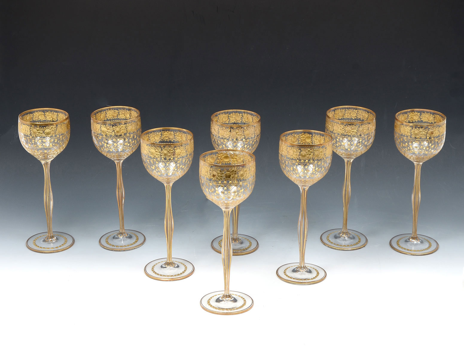 Appraisal: PC MOSER QUALITY LONG STEM WINE GLASSES long stem wine