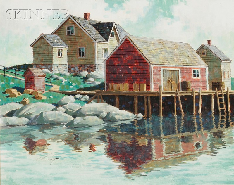 Appraisal: Arthur Sarnoff American - House and Dock Peggy's Cove Signed