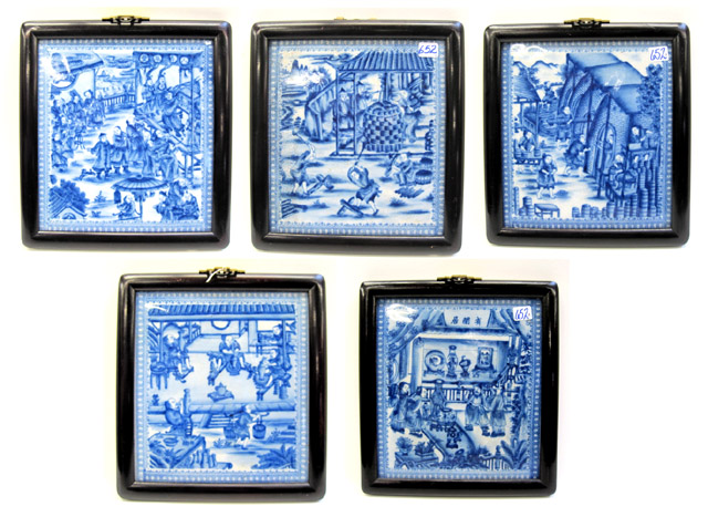 Appraisal: SET OF CHINESE BLUE WHITE PORCELAIN PLAQUES each a different