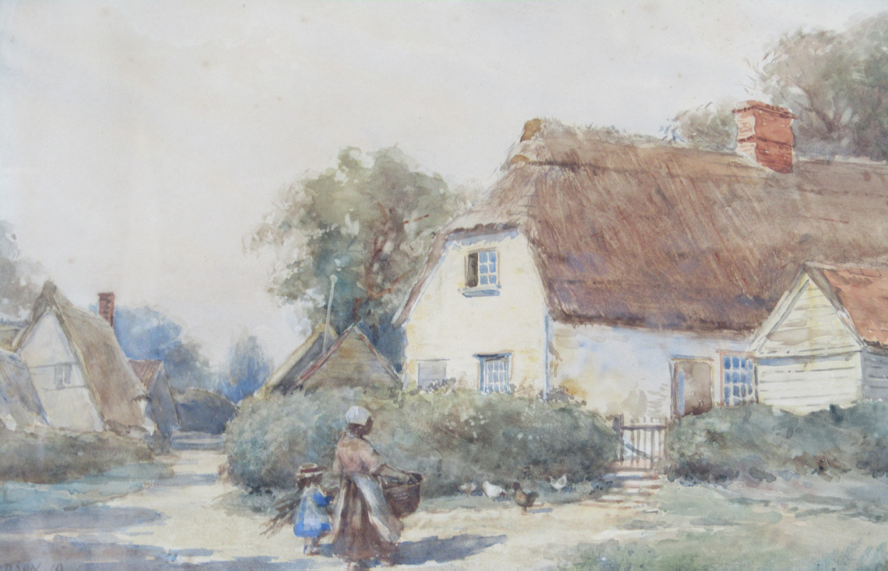 Appraisal: N Richardson Pastoral views with thatched cottages watercolour signed two