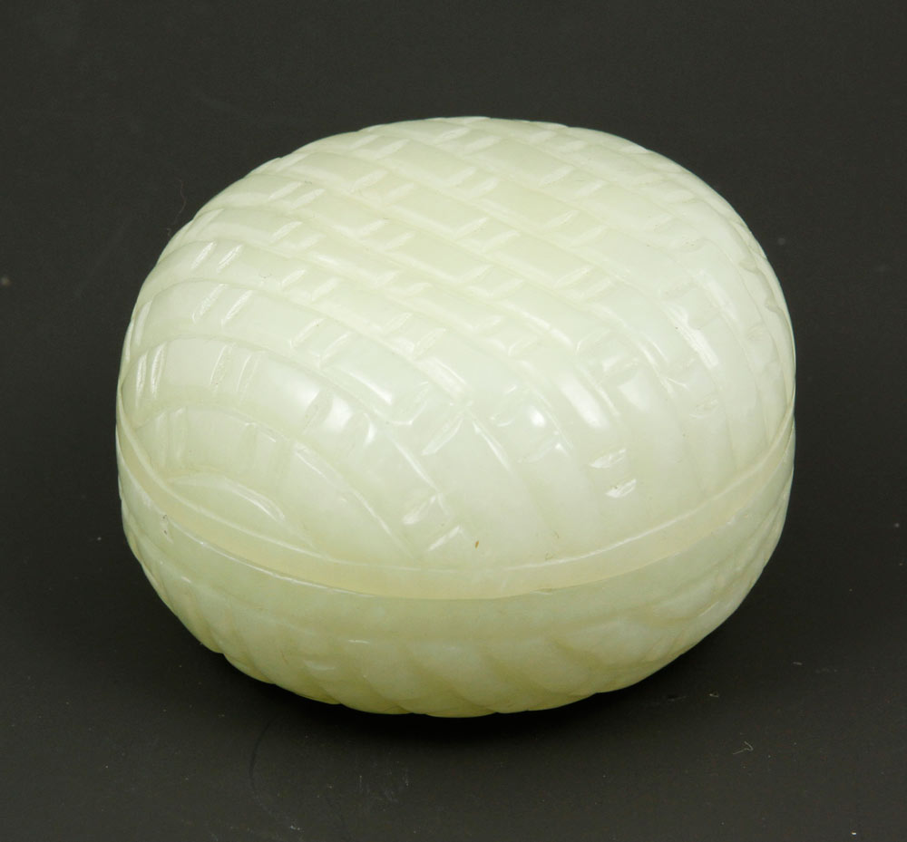 Appraisal: - Chinese Jade Box Jade box China round basket form