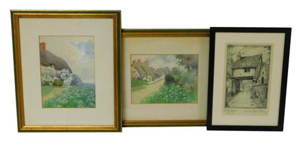 Appraisal: Three works on paper framed and matted under glass including