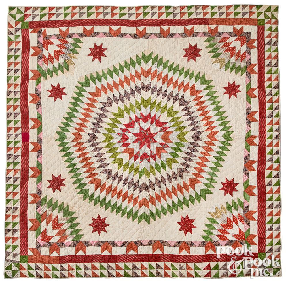 Appraisal: Pieced star quilt Pieced star quilt x Competitive in-house shipping