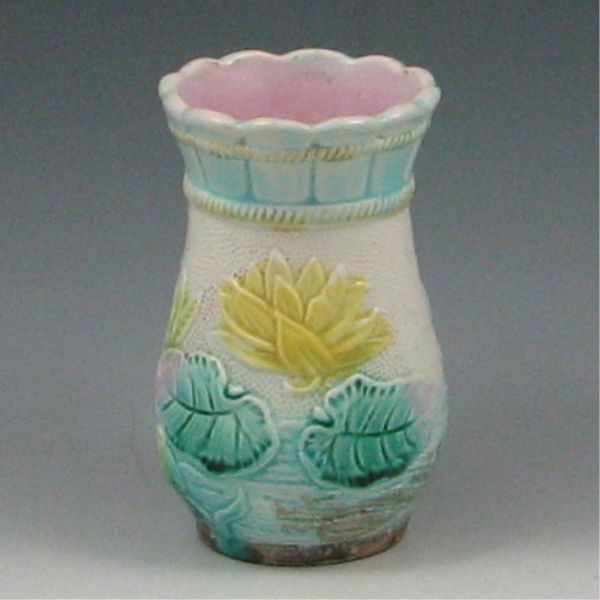 Appraisal: Majolica Flowered Vase unmarked tiny chip on the base hairline