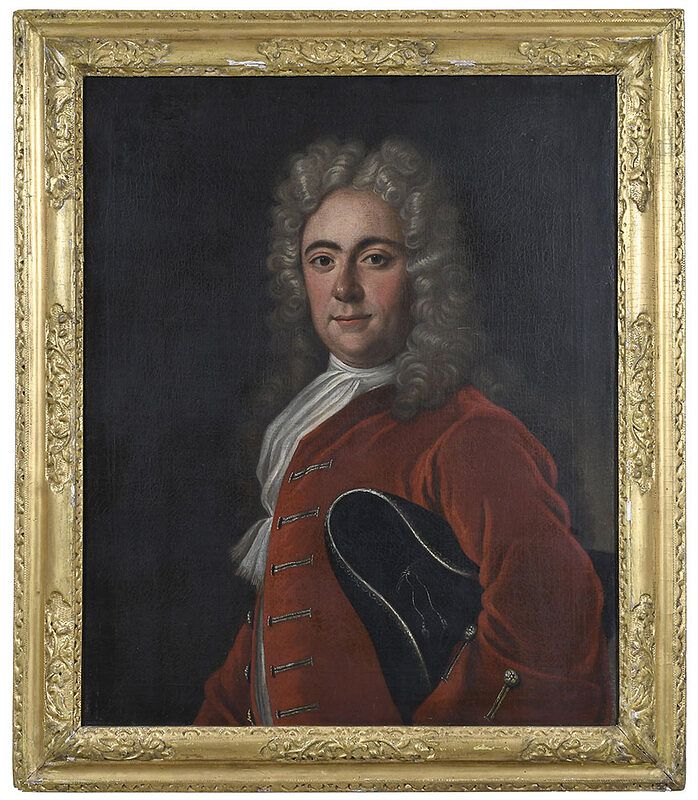 Appraisal: British School Portrait th century Gentleman in a Red Coat