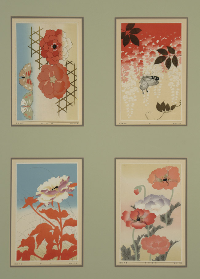 Appraisal: Various Japanese Modern Artists Butterflies and Flowers A Set of