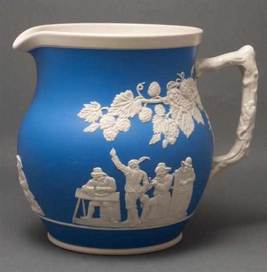 Appraisal: Copeland Spode blue and white jasperware jug th century light