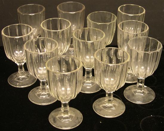 Appraisal: Set of twelve flint glass goblets with paneled sides round