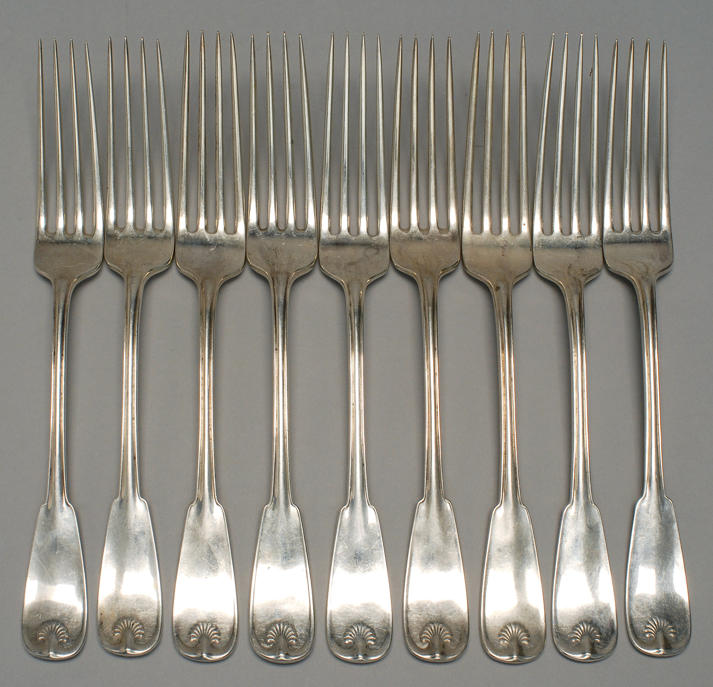 Appraisal: NINE ASSEMBLED TIFFANY CO STERLING SILVER DINNER FORKS New York