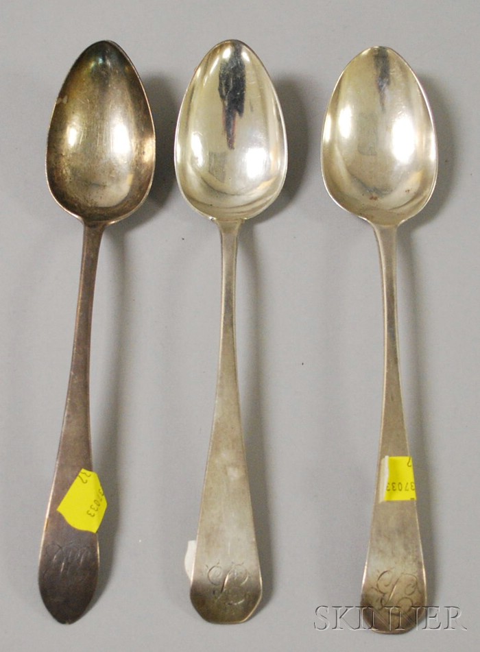 Appraisal: Three American Southern Coin Silver Spoons a pair of Charles