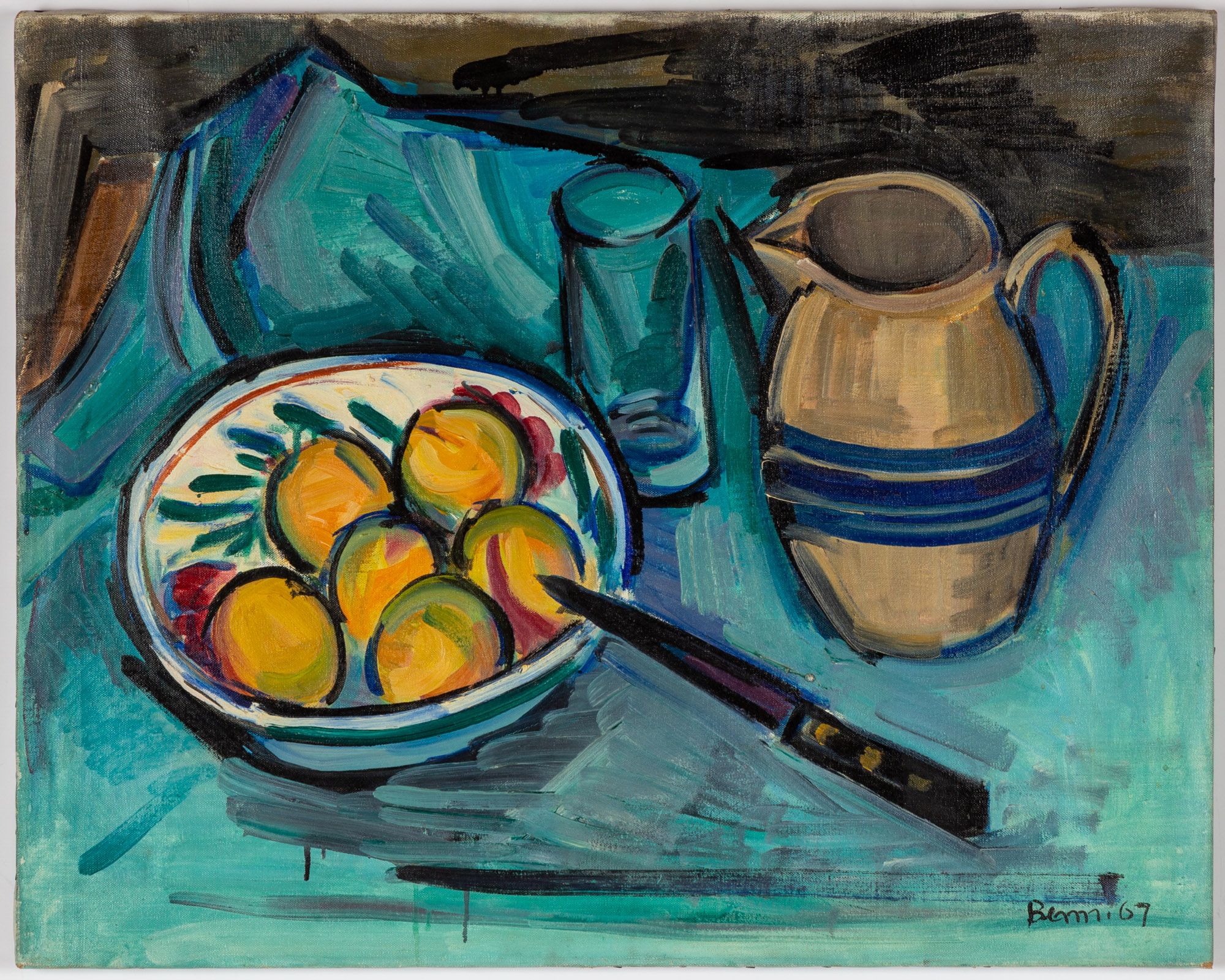 Appraisal: BEN BENN AMERICAN - STILL LIFE OF FRUIT AND PITCHER