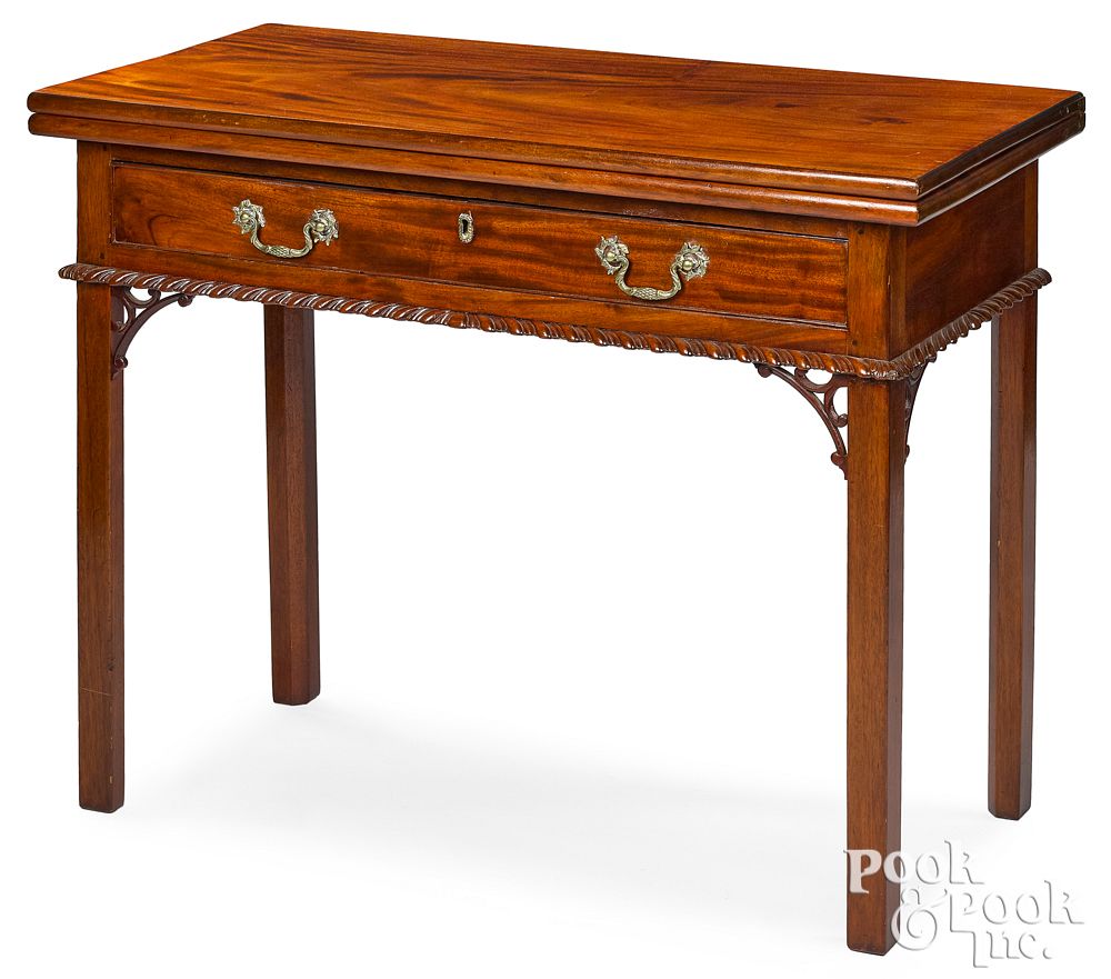 Appraisal: Philadelphia Chippendale mahogany card table Philadelphia Chippendale mahogany card table