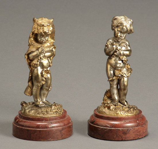 Appraisal: Pair of Continental Ormolu and Silvered Bronze Allegorical Figures of