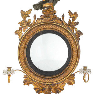 Appraisal: A Federal Giltwood Girandole Mirror Early th Century Height x