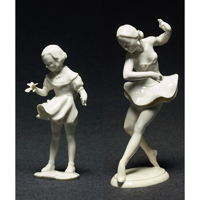 Appraisal: Hutschenreuther figural girl with butterfly covered in a white high