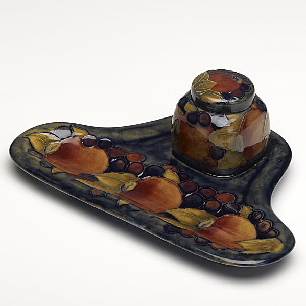 Appraisal: MOORCROFTPomegranate inkwell pentray - Minor fleck to rimStamped MOORCROFT MADE