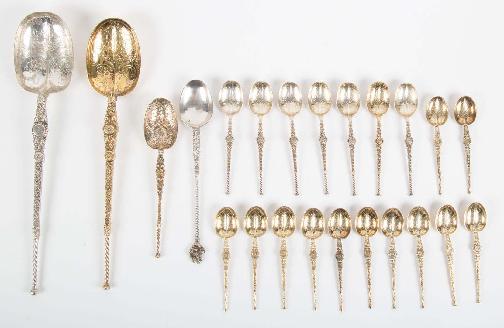 Appraisal: Edward II silver gilt sterling anointing spoons James Wakely Frank