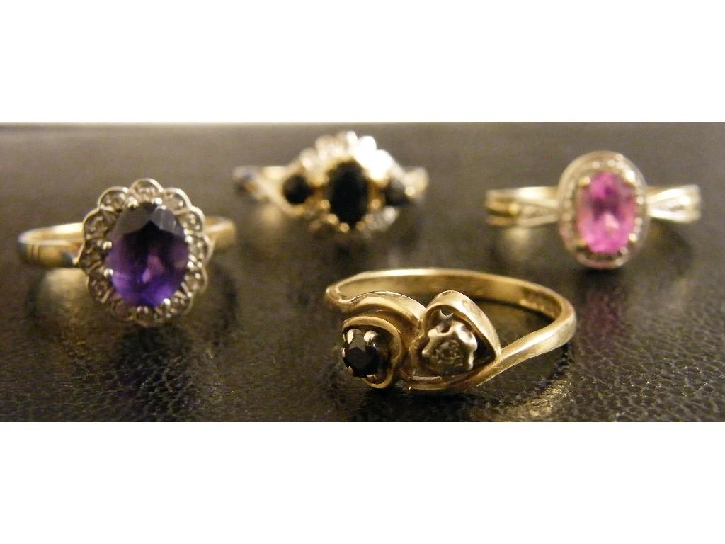 Appraisal: Three ct cluster rings and a ct two stone ring