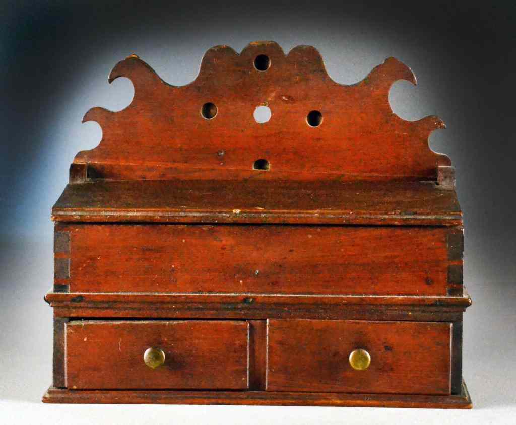 Appraisal: th Century Queen Anne Spice ChestHaving a boldly scalloped carved