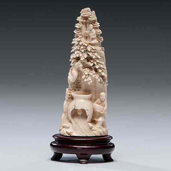 Appraisal: Chinese Carved Ivory Figural Group Chinese century A carving representing