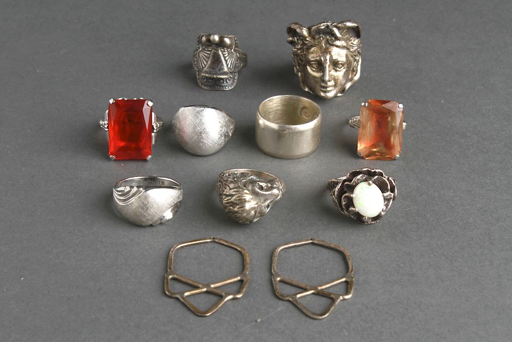 Appraisal: Sterling Silver Rings Group of Sterling silver rings group of