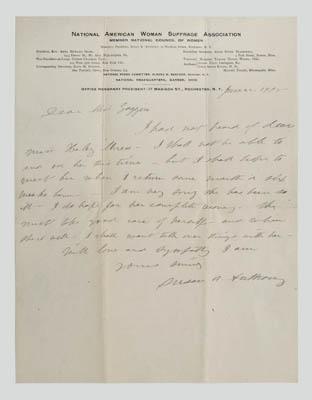 Appraisal: Susan B Anthony autograph letter nine lines in light brown