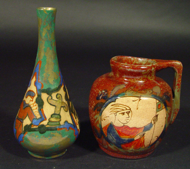 Appraisal: Middle Eastern style pottery vase and a similar jug both