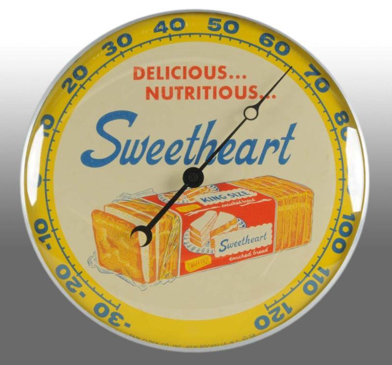 Appraisal: Sweetheart Bread Round Thermometer Description Great graphics of an opened