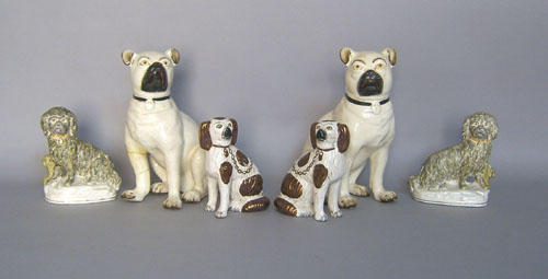 Appraisal: Two pair of Staffordshire spaniels h together with a pair