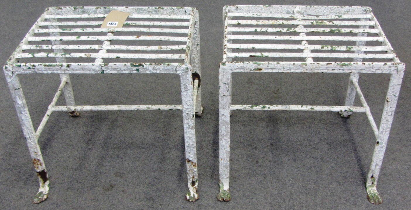 Appraisal: A pair of th century white painted wrought iron rectangular