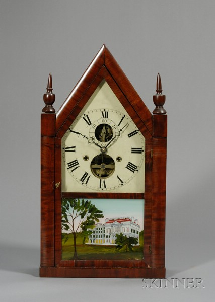 Appraisal: Mahogany Balance Wheel Steeple Clock by Silas B Terry Plymouth