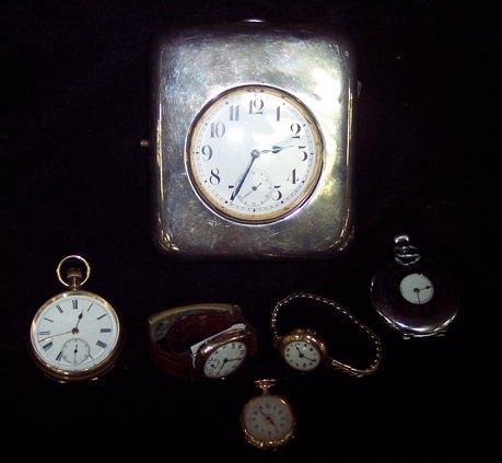 Appraisal: Two gold wristwatches a lady's gold pocket watch a steel