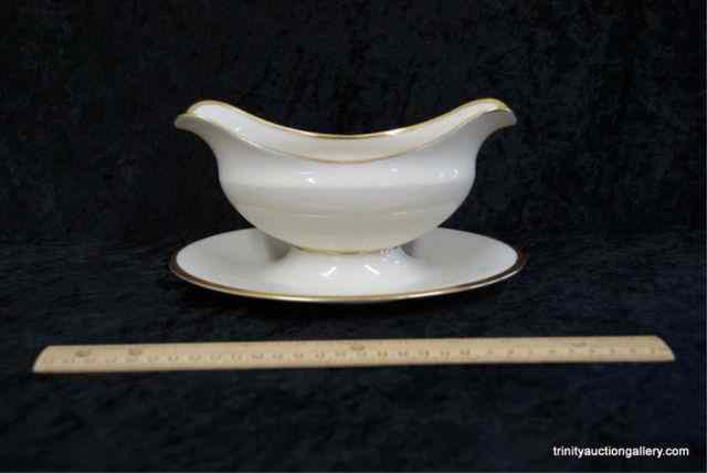 Appraisal: Lenox China Gravy Boat w Attached Underplate In excellent condition