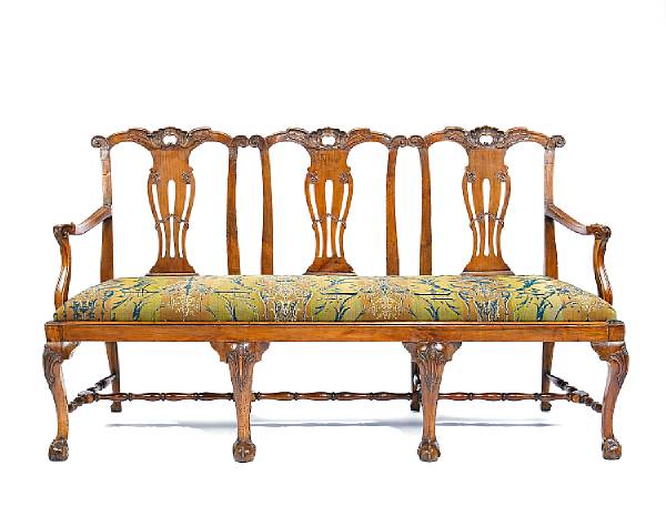 Appraisal: A George III walnut triple back settee mid th century